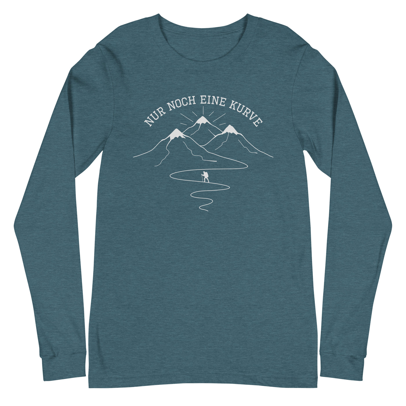 Nur noch eine Kurve - Longsleeve (Unisex) berge wandern Heather Deep Teal