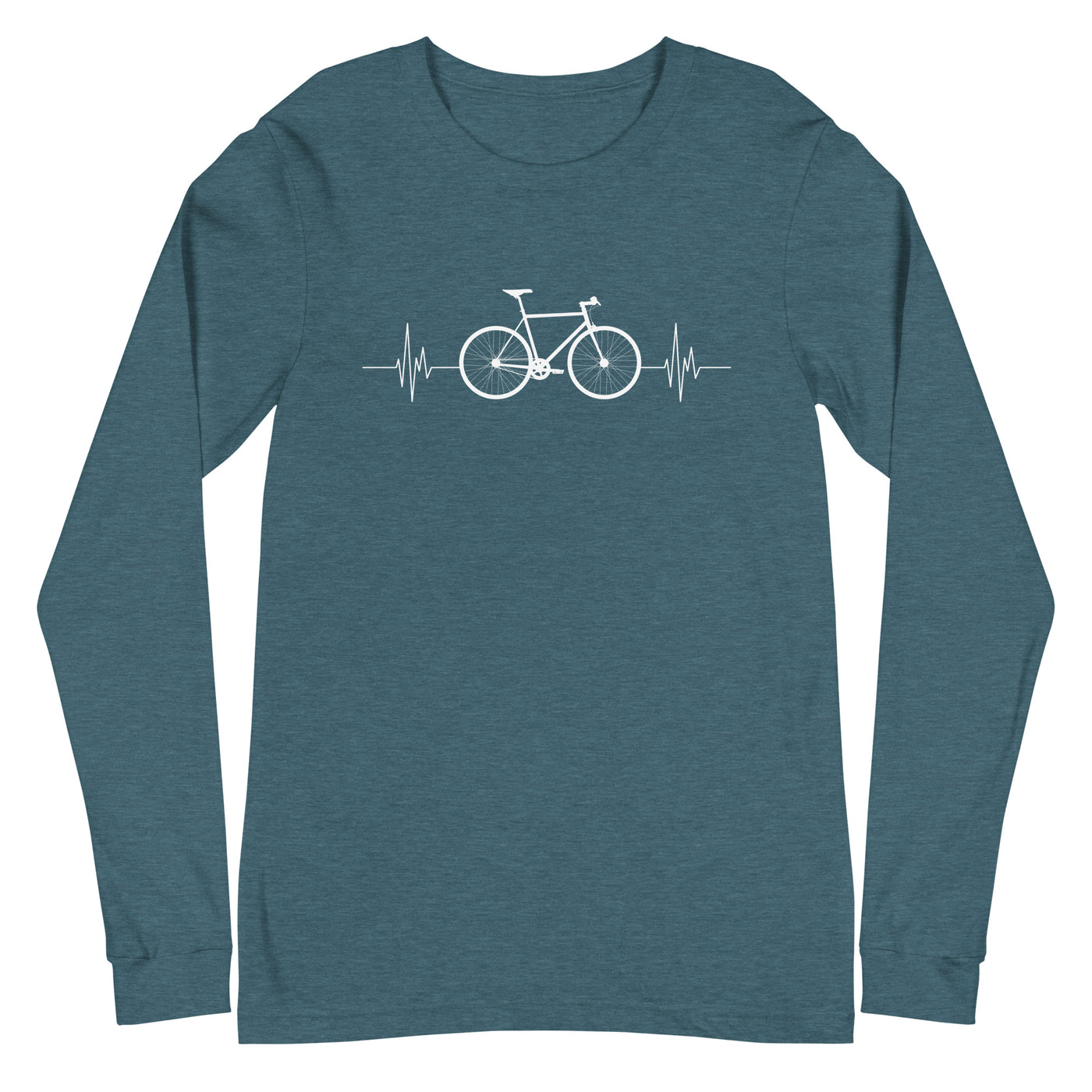 Fahrrad Herzschlag - Longsleeve (Unisex) fahrrad mountainbike Heather Deep Teal