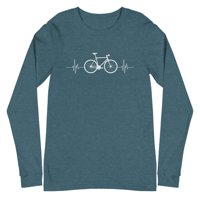 Fahrrad Herzschlag - Longsleeve (Unisex) fahrrad mountainbike Heather Deep Teal