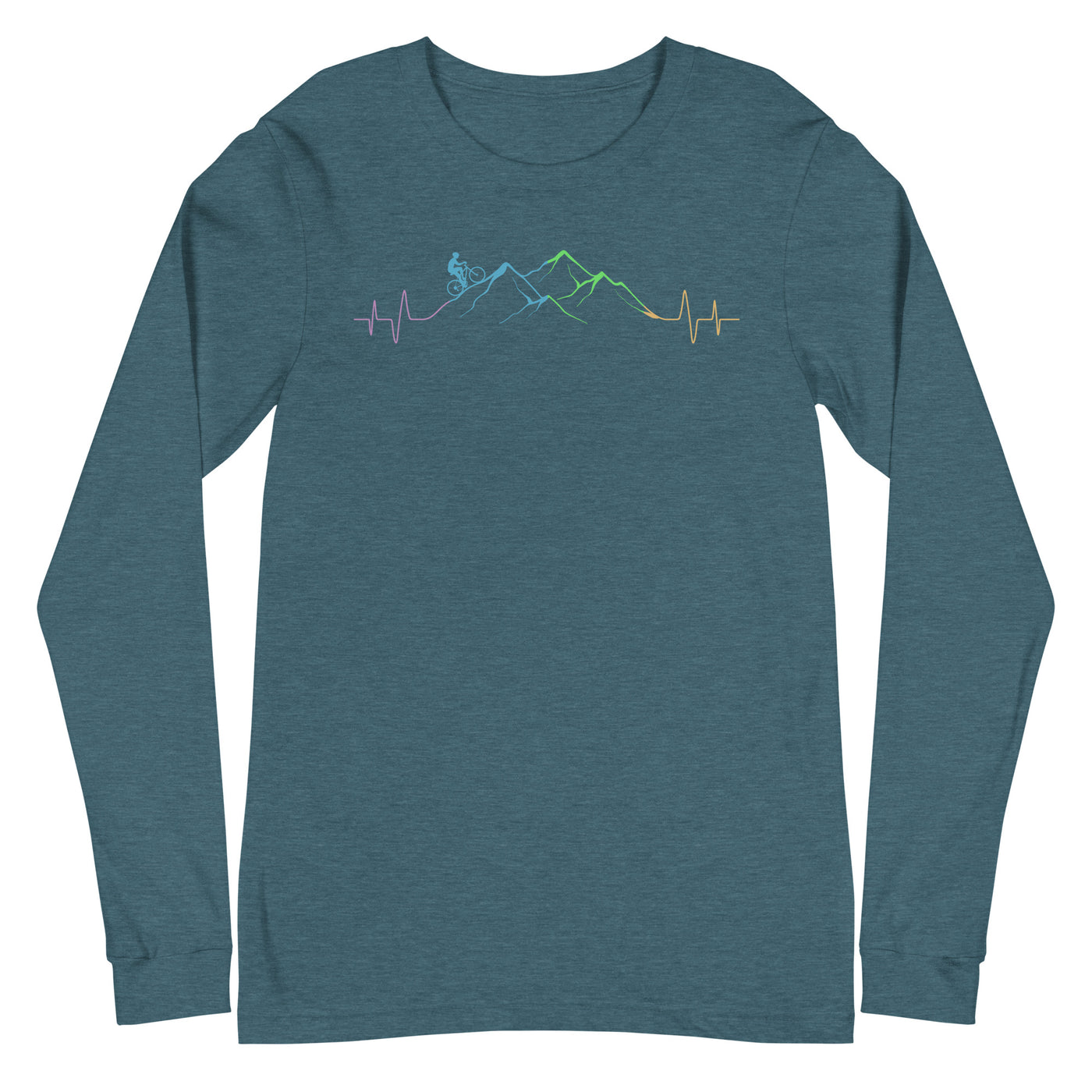 Mountainbiker auf Berg - Longsleeve (Unisex) mountainbike Heather Deep Teal