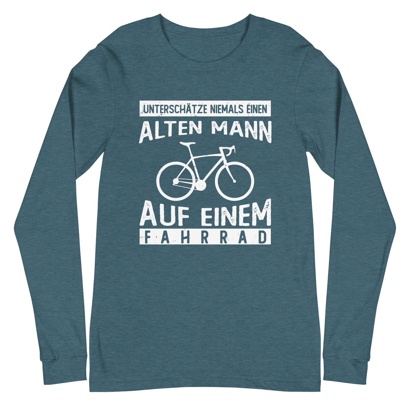 Alter Mann auf einem Fahrrad - Longsleeve (Unisex) fahrrad Heather Deep Teal