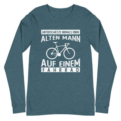 Alter Mann auf einem Fahrrad - Longsleeve (Unisex) fahrrad Heather Deep Teal