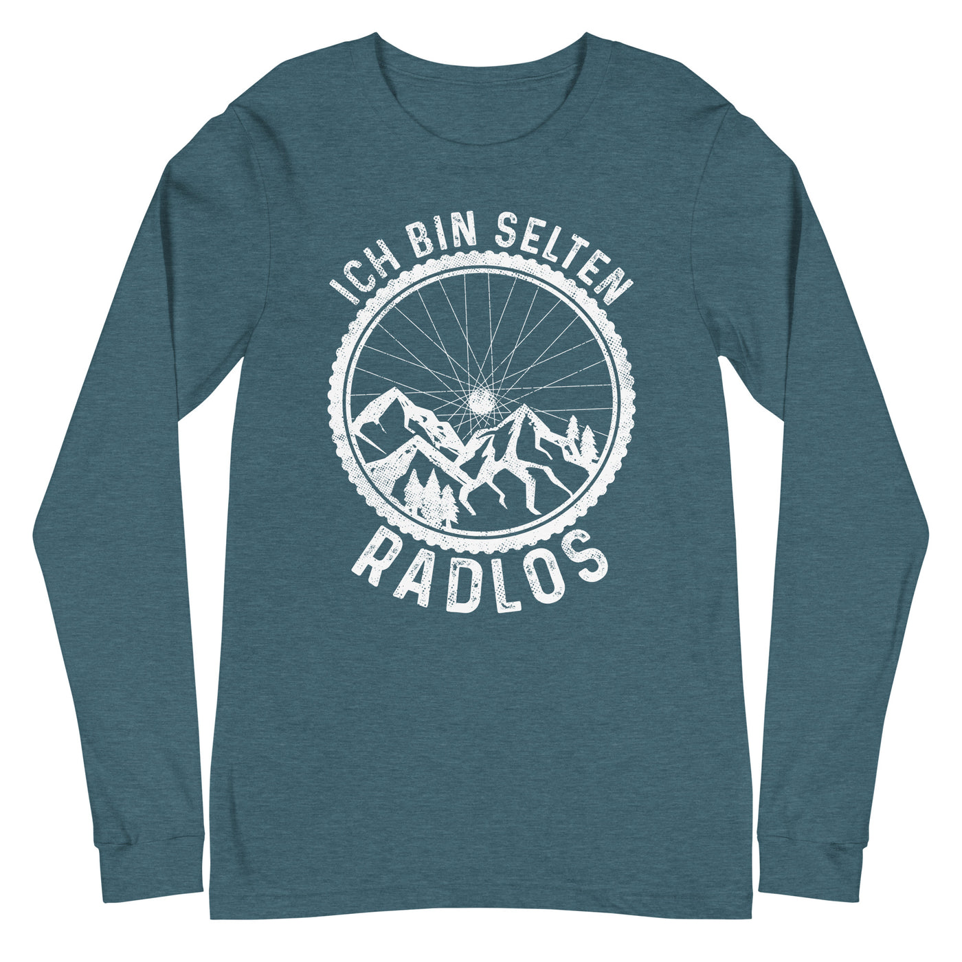 Ich bin selten radlos - Longsleeve (Unisex) fahrrad mountainbike Heather Deep Teal