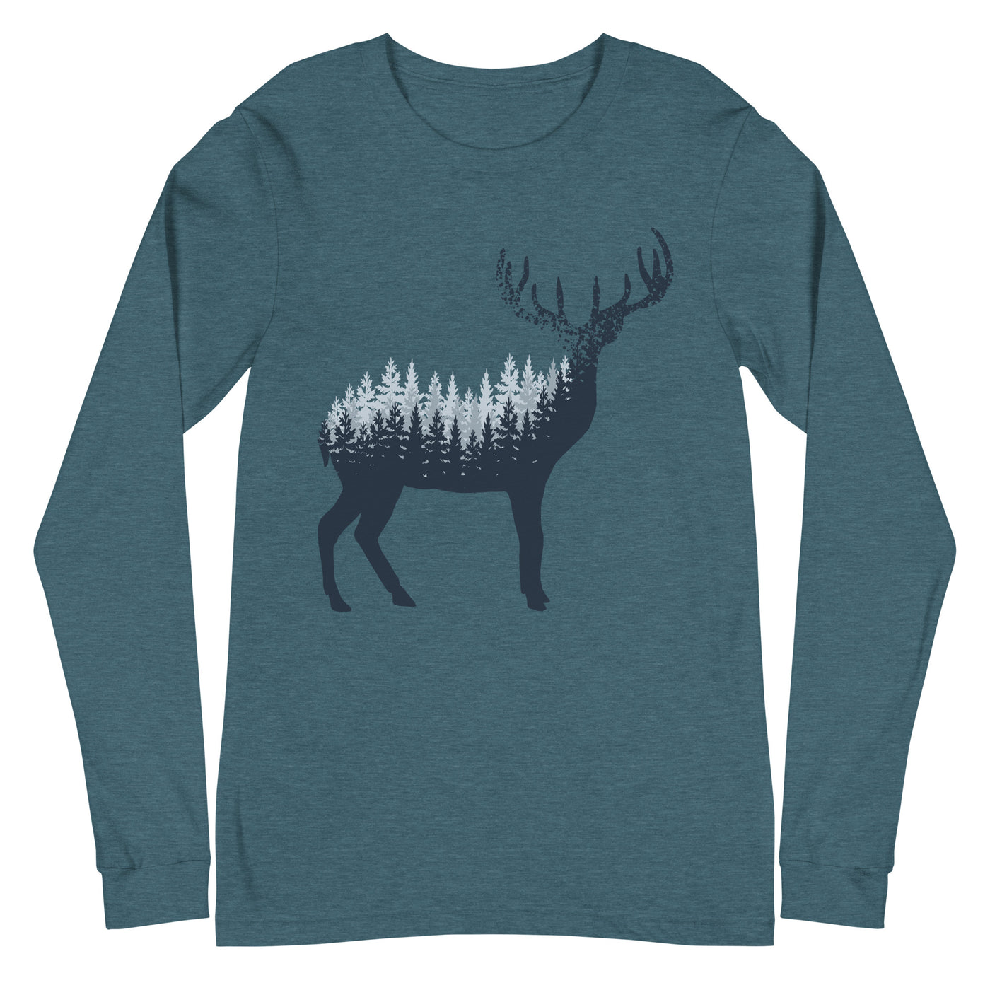 Hirsch Abstrakt - Longsleeve (Unisex) camping Heather Deep Teal