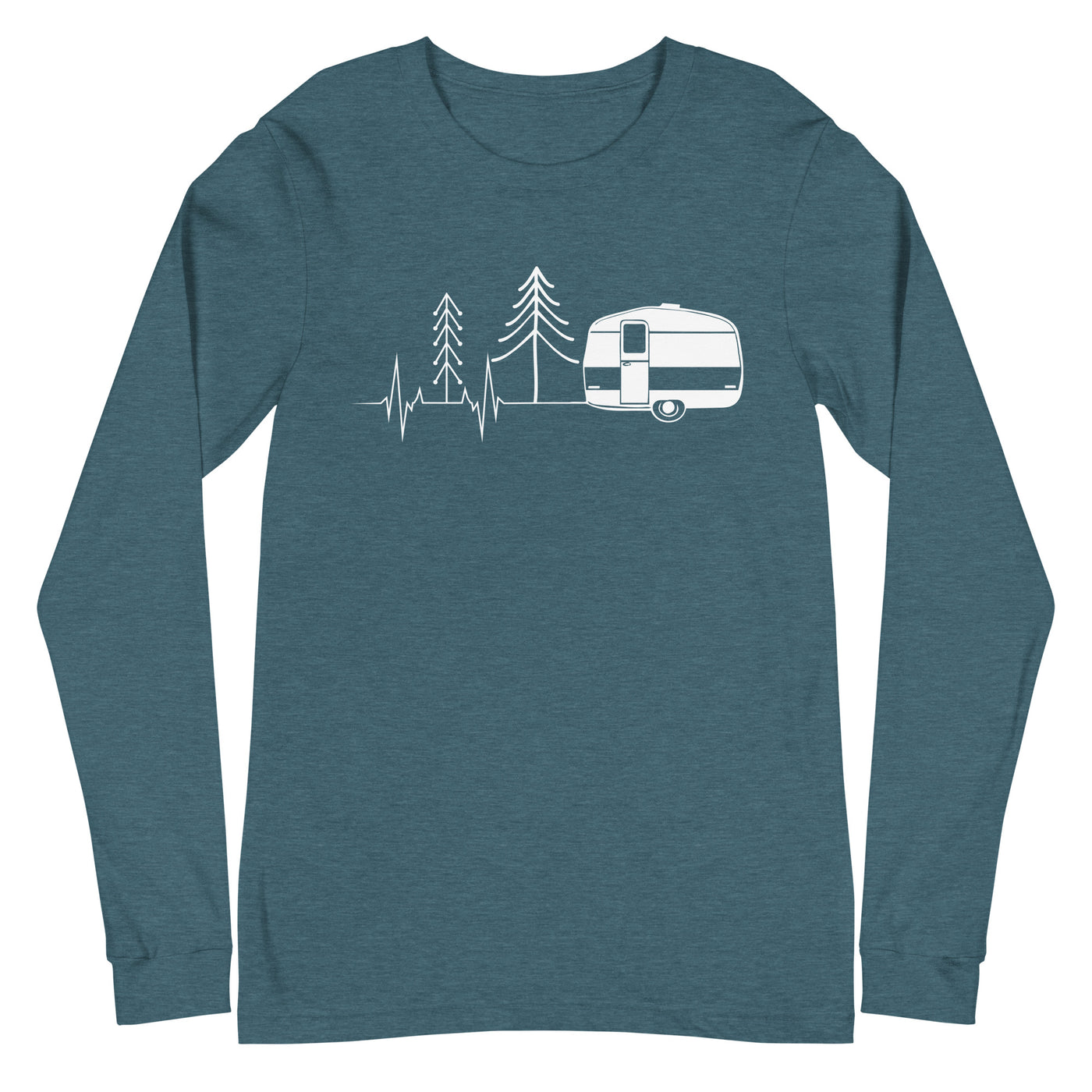 Herzschlag Wohnwagen - Longsleeve (Unisex) camping Heather Deep Teal