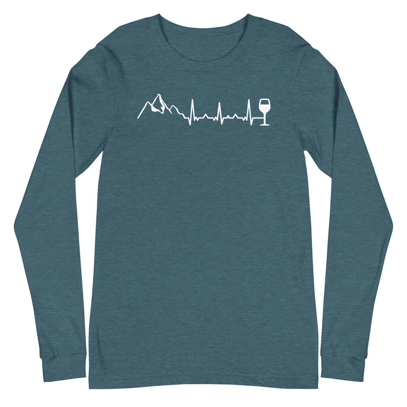 Heartbeat Wine and Mountain - Longsleeve (Unisex) berge Heather Deep Teal