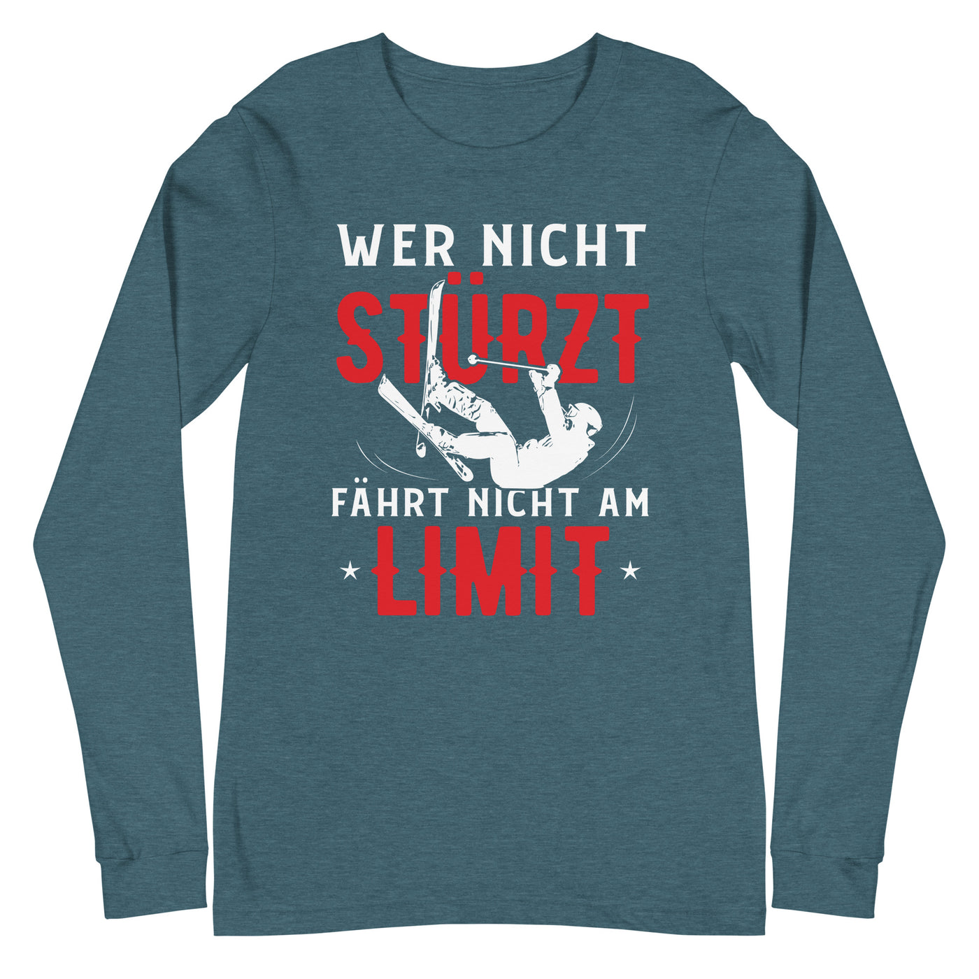 Wer nicht stürzt fährt nicht am Limit - Longsleeve (Unisex) ski Heather Deep Teal