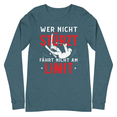 Wer nicht stürzt fährt nicht am Limit - Longsleeve (Unisex) ski Heather Deep Teal