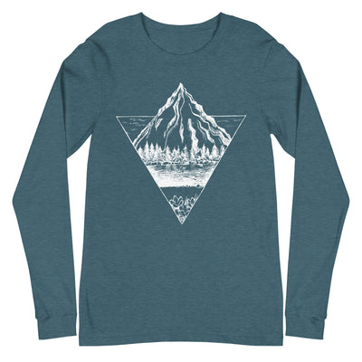 Berg - Geometrisch - Longsleeve (Unisex) berge wandern Heather Deep Teal