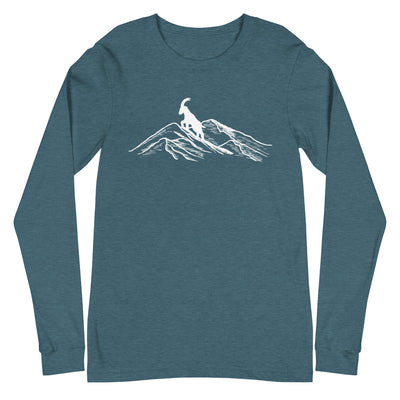 Alpensteinbock auf Berg - Longsleeve (Unisex) berge klettern wandern Heather Deep Teal