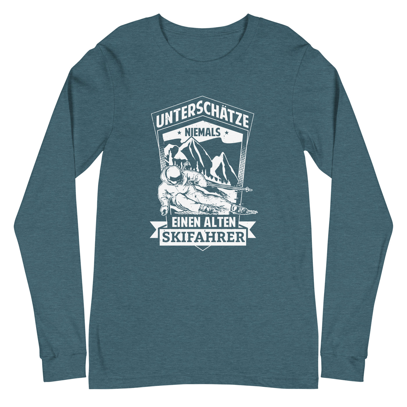 Unterschätze niemals nen alten Skifahrer - Longsleeve (Unisex) ski Heather Deep Teal