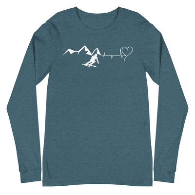 Heart - Heartbeat - Mountain - Skiing - Longsleeve (Unisex) ski Heather Deep Teal