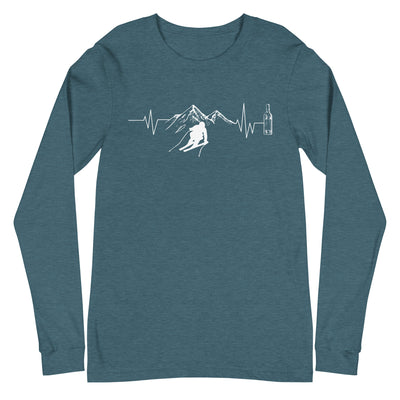 Herzschlag Berge, Wein und Ski - (S.K) - Longsleeve (Unisex) klettern Heather Deep Teal