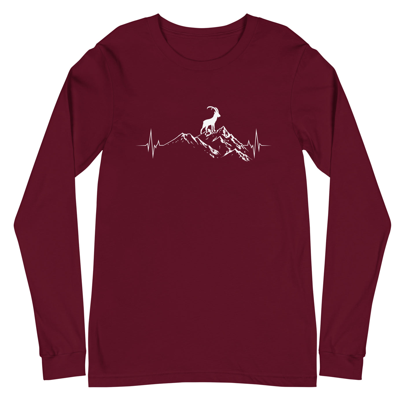 Herzschlag Berge Und Steinbock - Longsleeve (Unisex) berge wandern Maroon