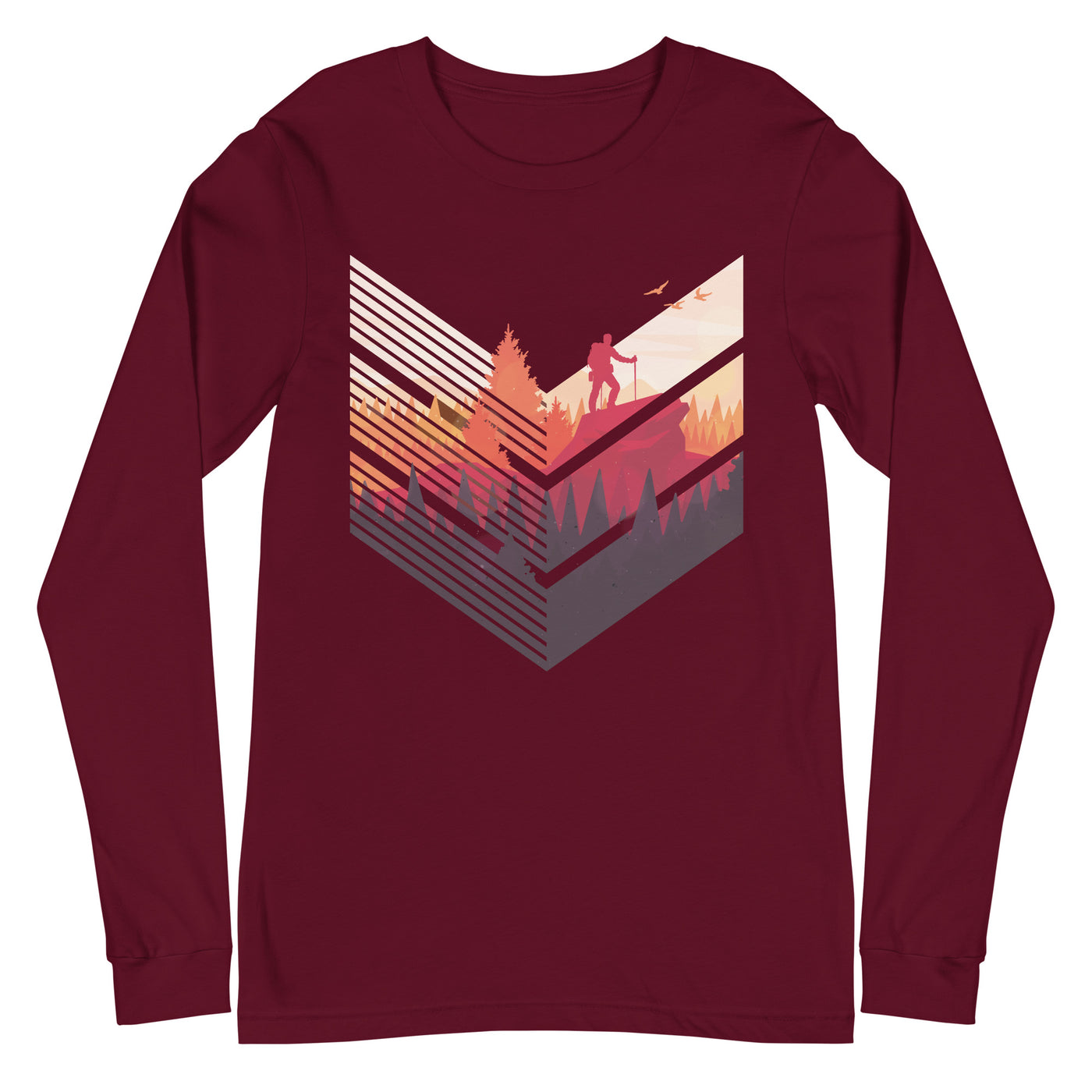 Wanderführer - Longsleeve (Unisex) berge wandern Maroon