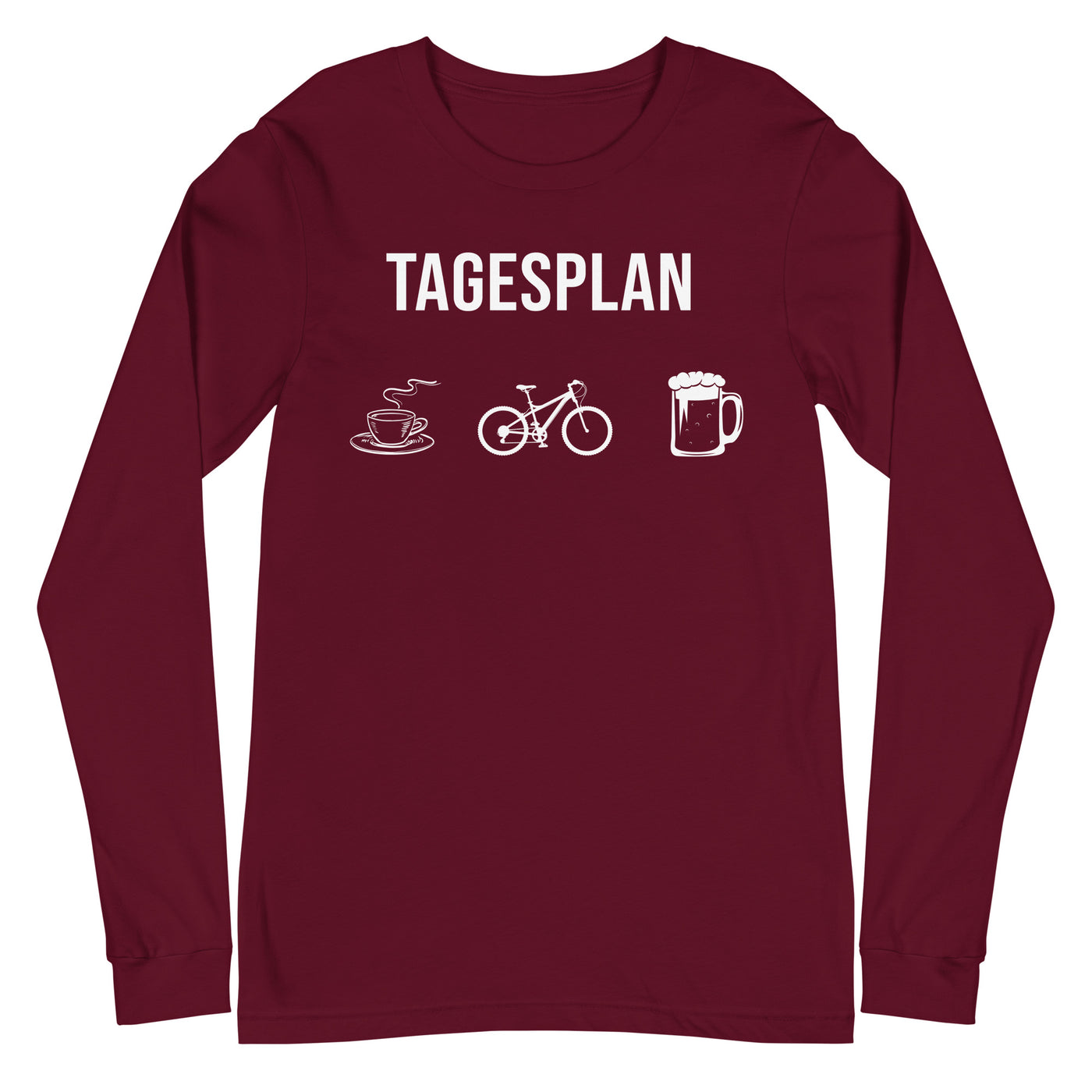 Tagesplan Kaffee, Fahrrad und Bier - Longsleeve (Unisex) fahrrad mountainbike Maroon