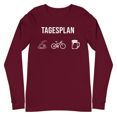 Tagesplan Kaffee, Fahrrad und Bier - Longsleeve (Unisex) fahrrad mountainbike Maroon