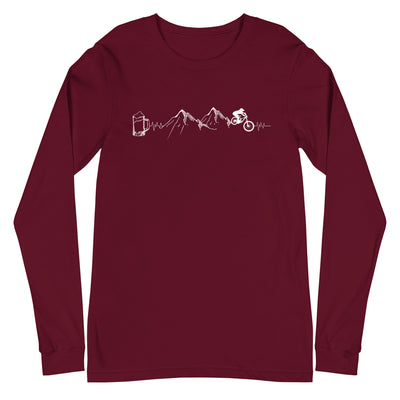 Herzschlag Berge, Biker und Bier - Longsleeve (Unisex) mountainbike Maroon