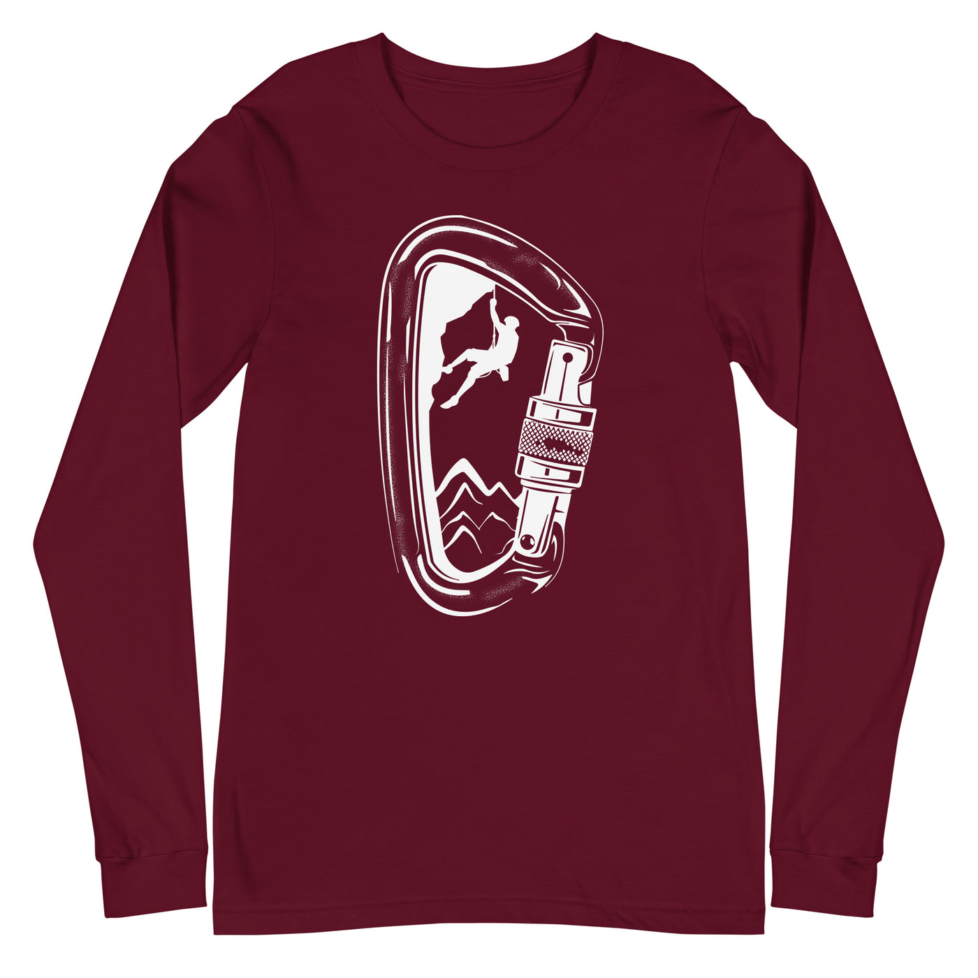 Bergsteigen im Karabiner - Longsleeve (Unisex) klettern Maroon