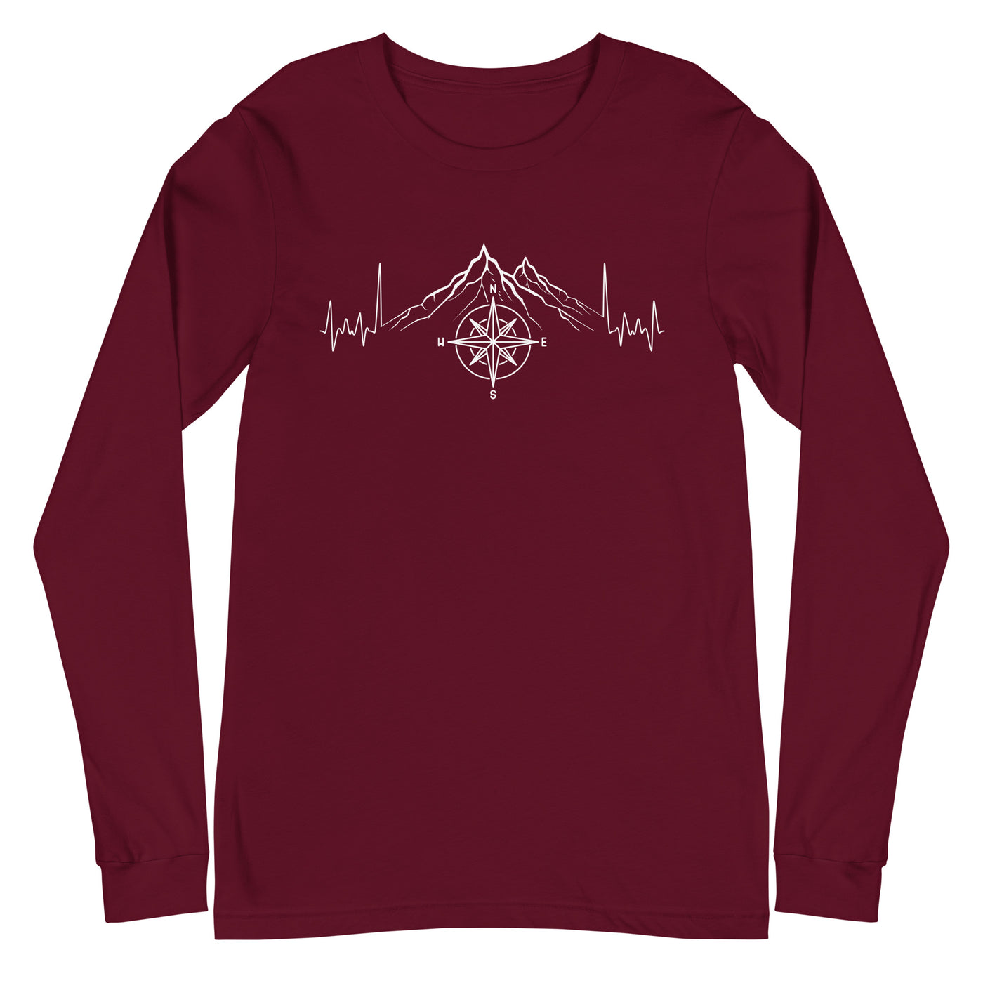 Herzschlag Berge und Kompass - Longsleeve (Unisex) berge camping wandern Maroon