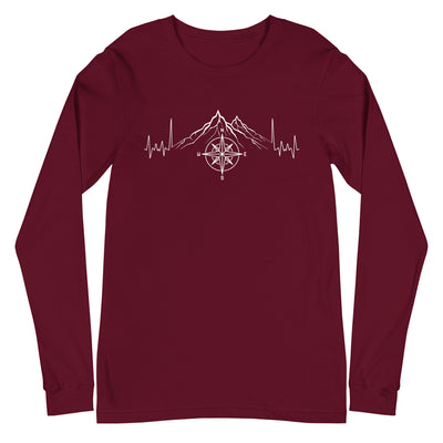 Herzschlag Berge und Kompass - Longsleeve (Unisex) berge camping wandern Maroon