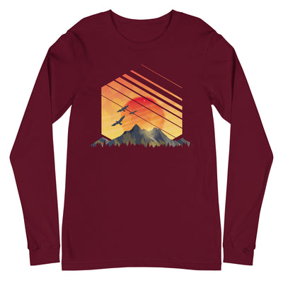 Sonnenaufgang Alpen - Longsleeve (Unisex) berge Maroon