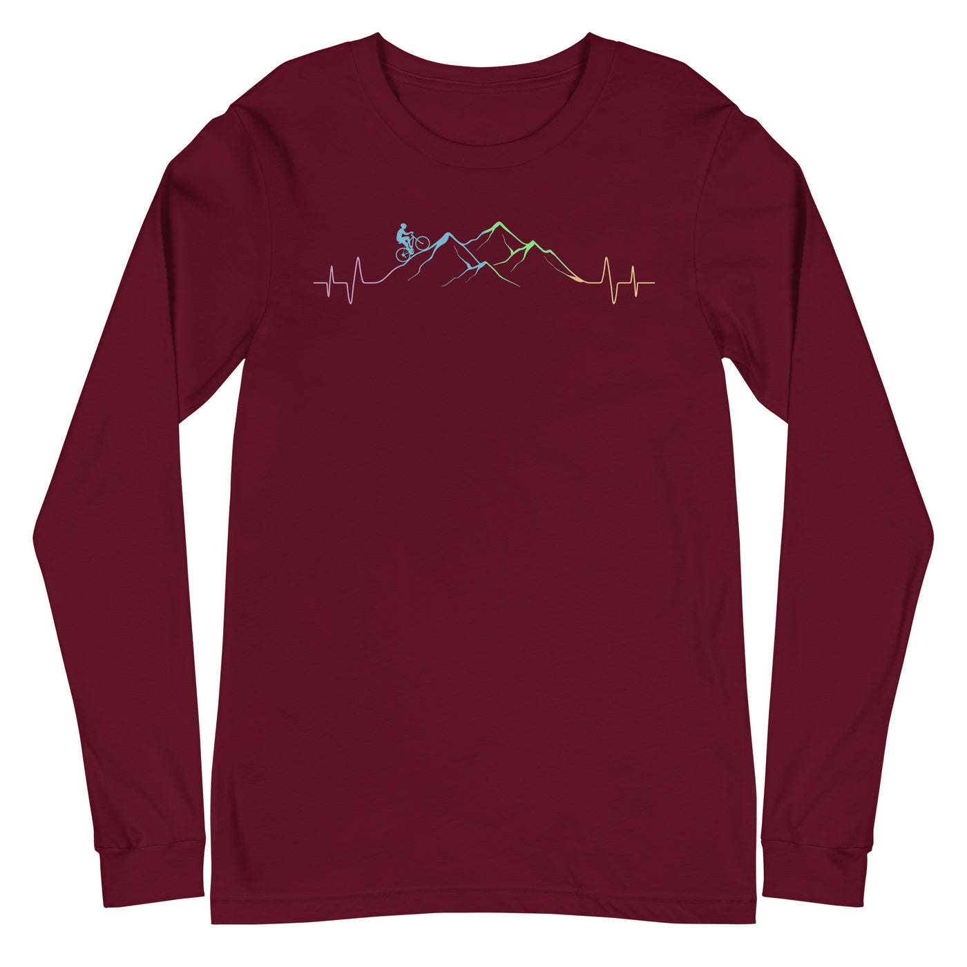 Mountainbiker auf Berg - Longsleeve (Unisex) mountainbike Maroon