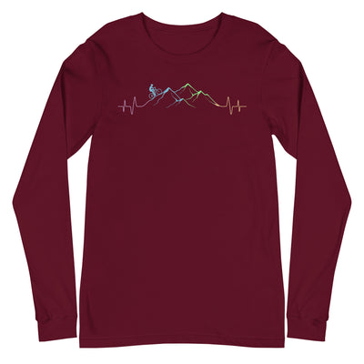 Mountainbiker auf Berg - Longsleeve (Unisex) mountainbike Maroon