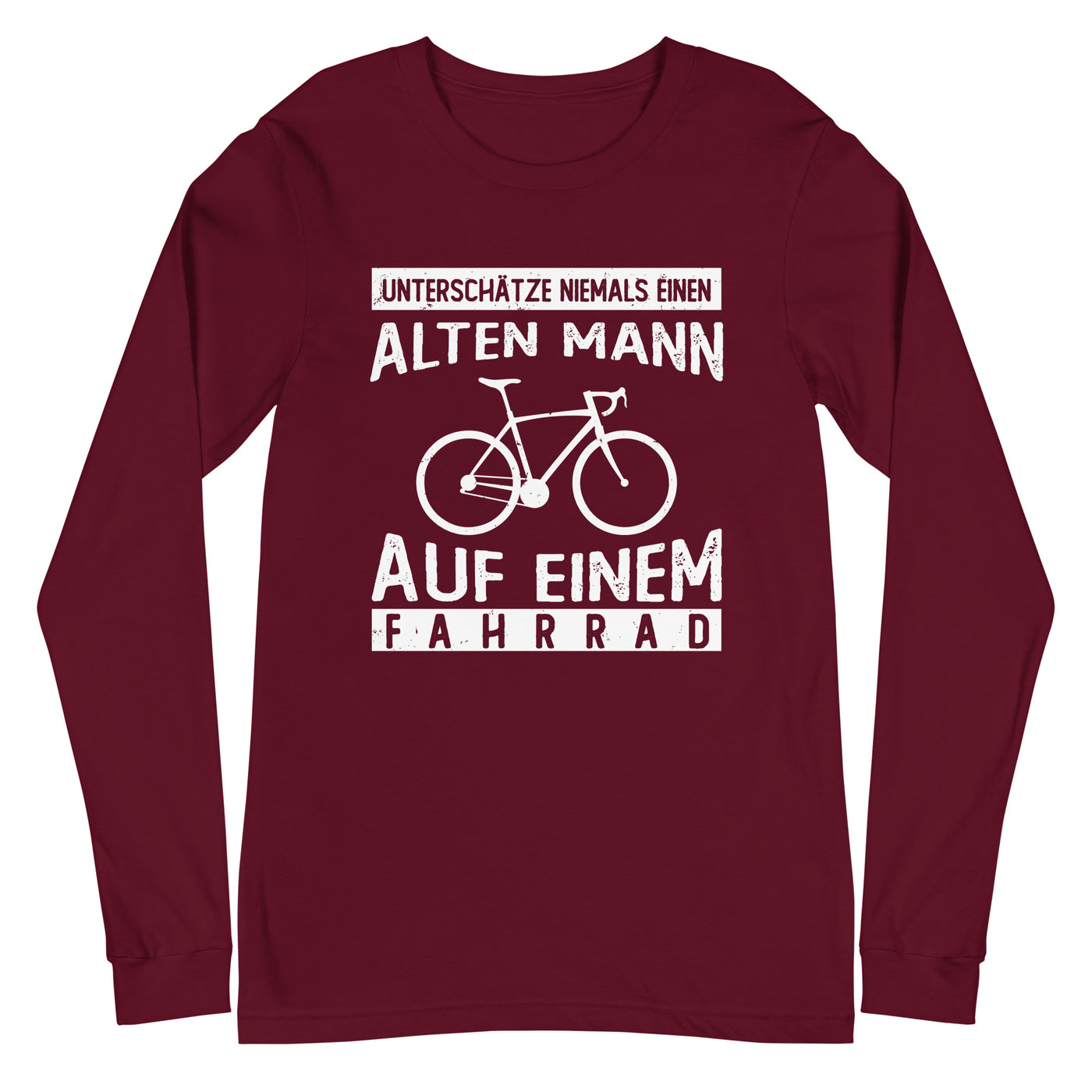 Alter Mann auf einem Fahrrad - Longsleeve (Unisex) fahrrad Maroon