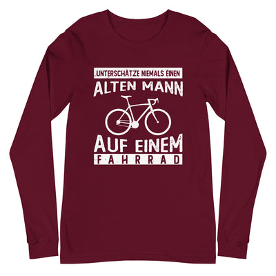 Alter Mann auf einem Fahrrad - Longsleeve (Unisex) fahrrad Maroon