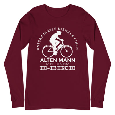 Alter Mann mit einem E-Bike - Longsleeve (Unisex) e-bike Maroon