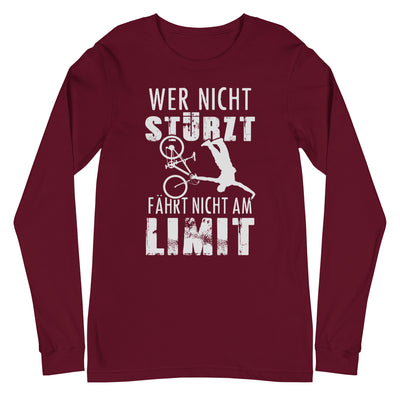 Wer nicht stürzt - fährt nicht am Limit - Longsleeve (Unisex) mountainbike Maroon