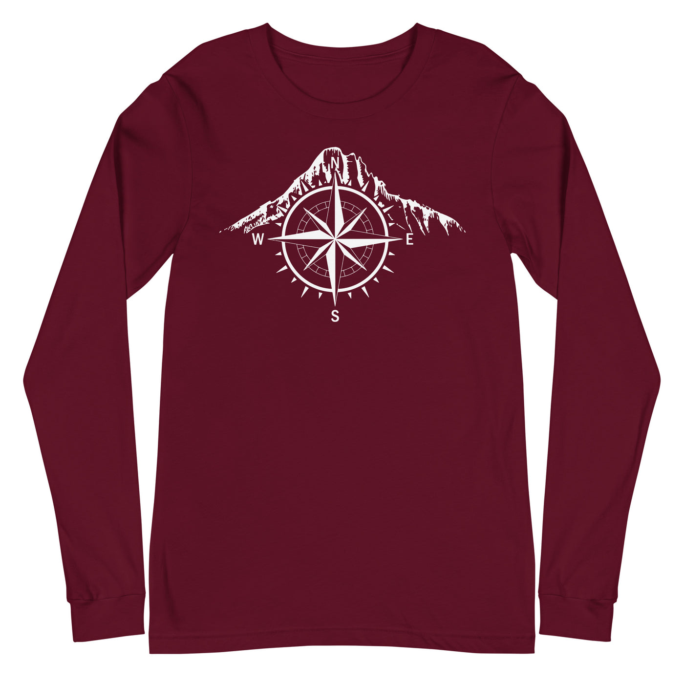 Compass - Mountain - Longsleeve (Unisex) berge Maroon