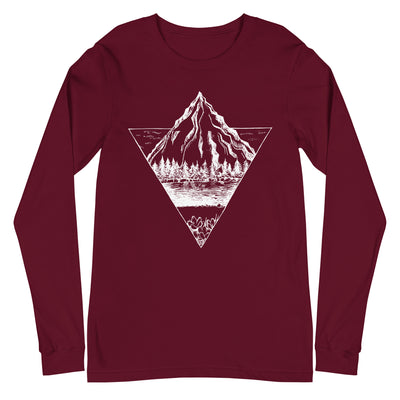 Berg - Geometrisch - Longsleeve (Unisex) berge wandern Maroon