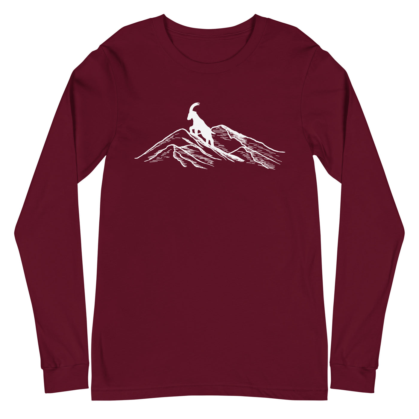 Alpensteinbock auf Berg - Longsleeve (Unisex) berge klettern wandern Maroon