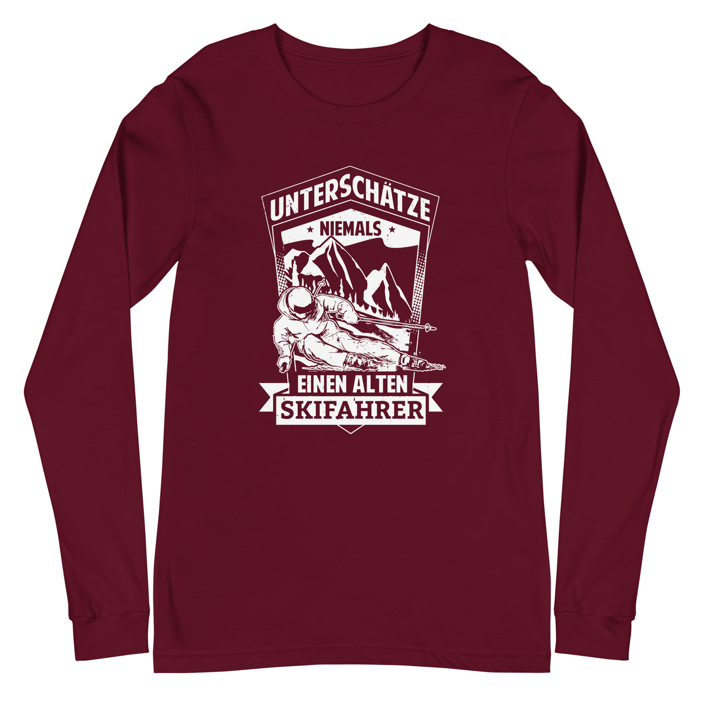 Unterschätze niemals nen alten Skifahrer - Longsleeve (Unisex) ski Maroon