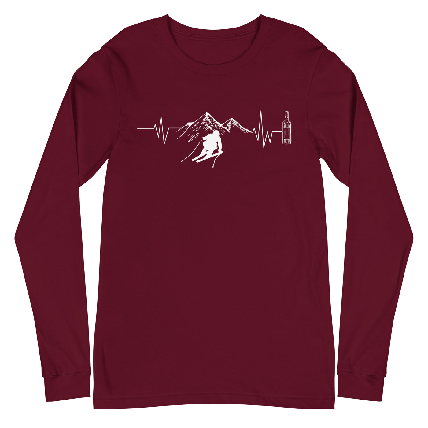 Herzschlag Berge, Wein und Ski - (S.K) - Longsleeve (Unisex) klettern Maroon