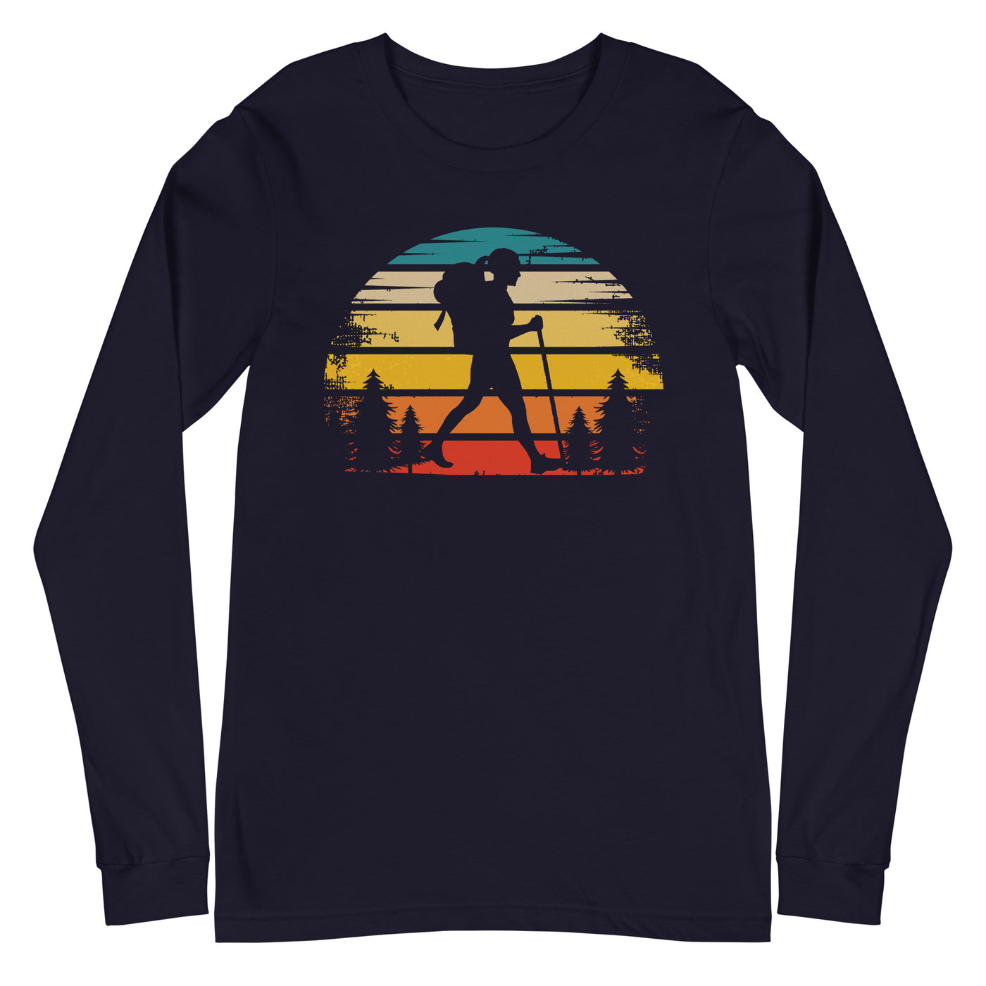 Retro Sonne und Wandern - Longsleeve (Unisex) wandern xxx yyy zzz Navy