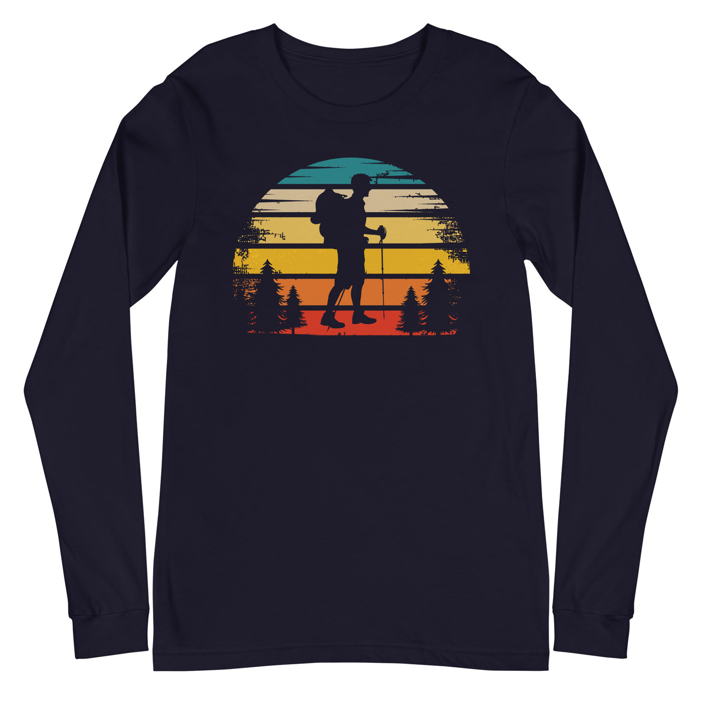 Retro Sonne und Wandern - Longsleeve (Unisex) wandern xxx yyy zzz Navy