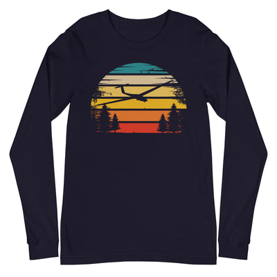 Retro Sonne und Segelflugzeug - Longsleeve (Unisex) berge xxx yyy zzz Navy