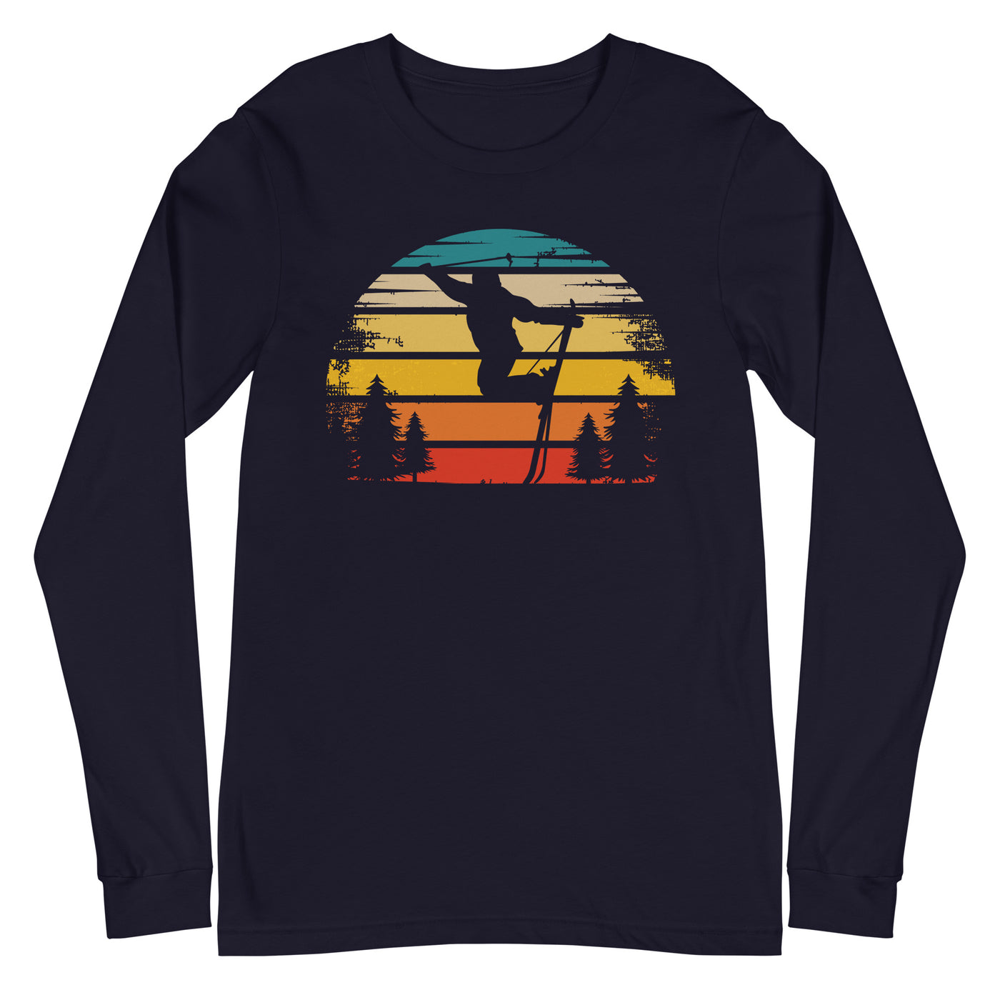 Retro Sonne und Skifahren - Longsleeve (Unisex) klettern ski xxx yyy zzz Navy