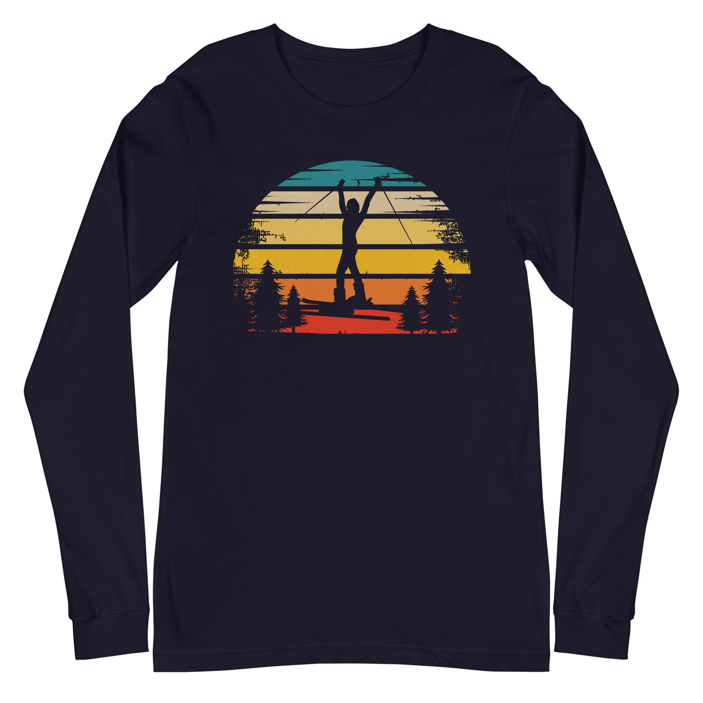 Retro Sonne und Skifahren - Longsleeve (Unisex) klettern ski xxx yyy zzz Navy