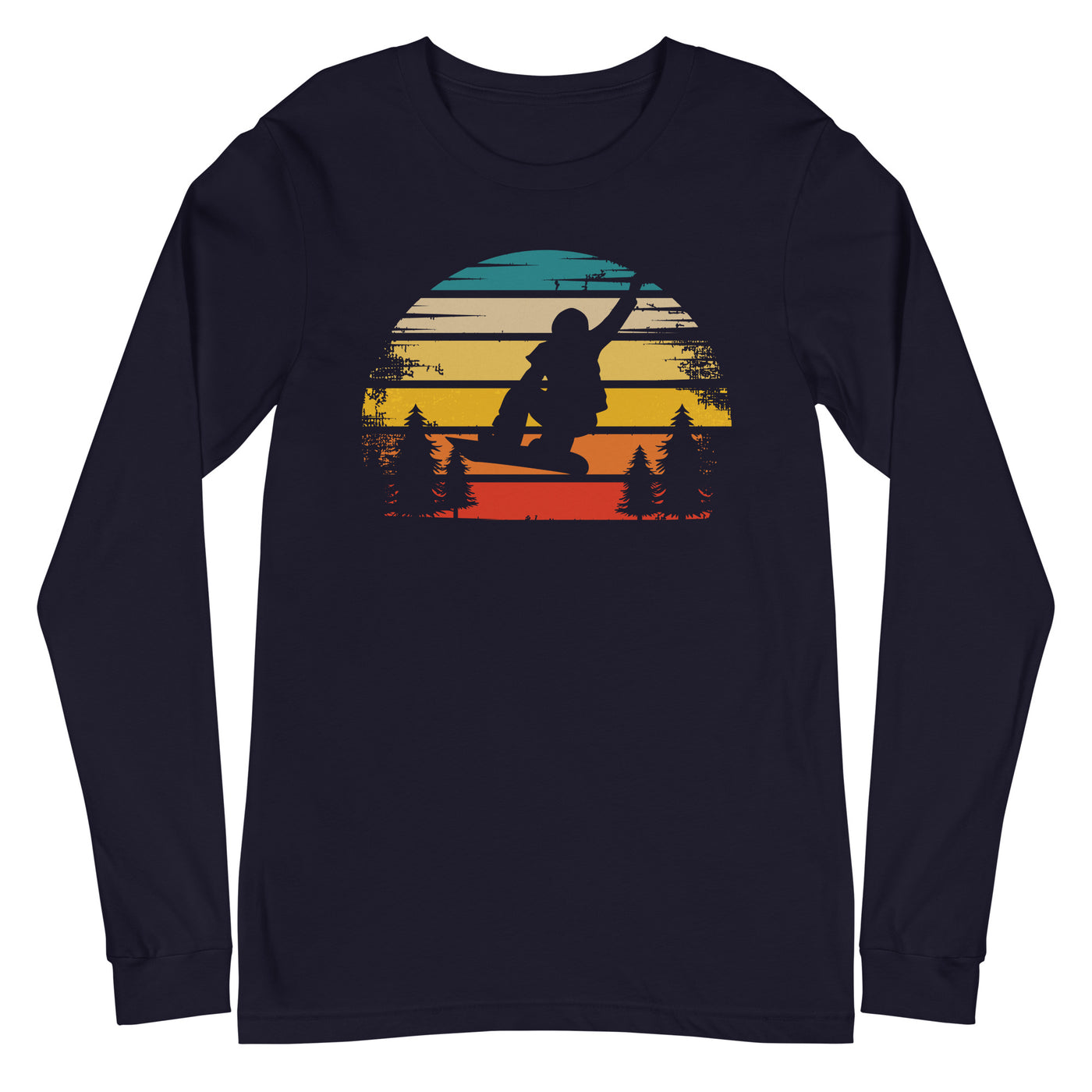 Retro Sonne und Snowboarding - Longsleeve (Unisex) snowboarden xxx yyy zzz Navy