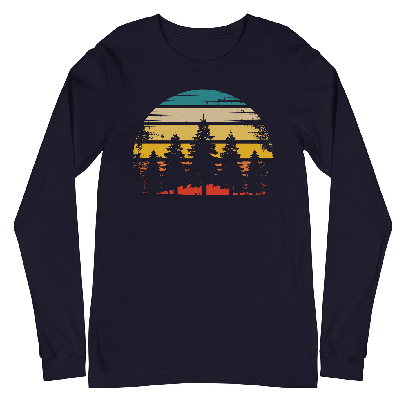 Retro Sonne und Bäume - Longsleeve (Unisex) camping xxx yyy zzz Navy