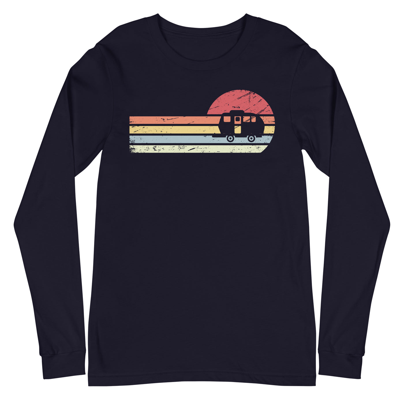 Sonne und Retro Linies - Camping Caravan - Longsleeve (Unisex) camping xxx yyy zzz Navy