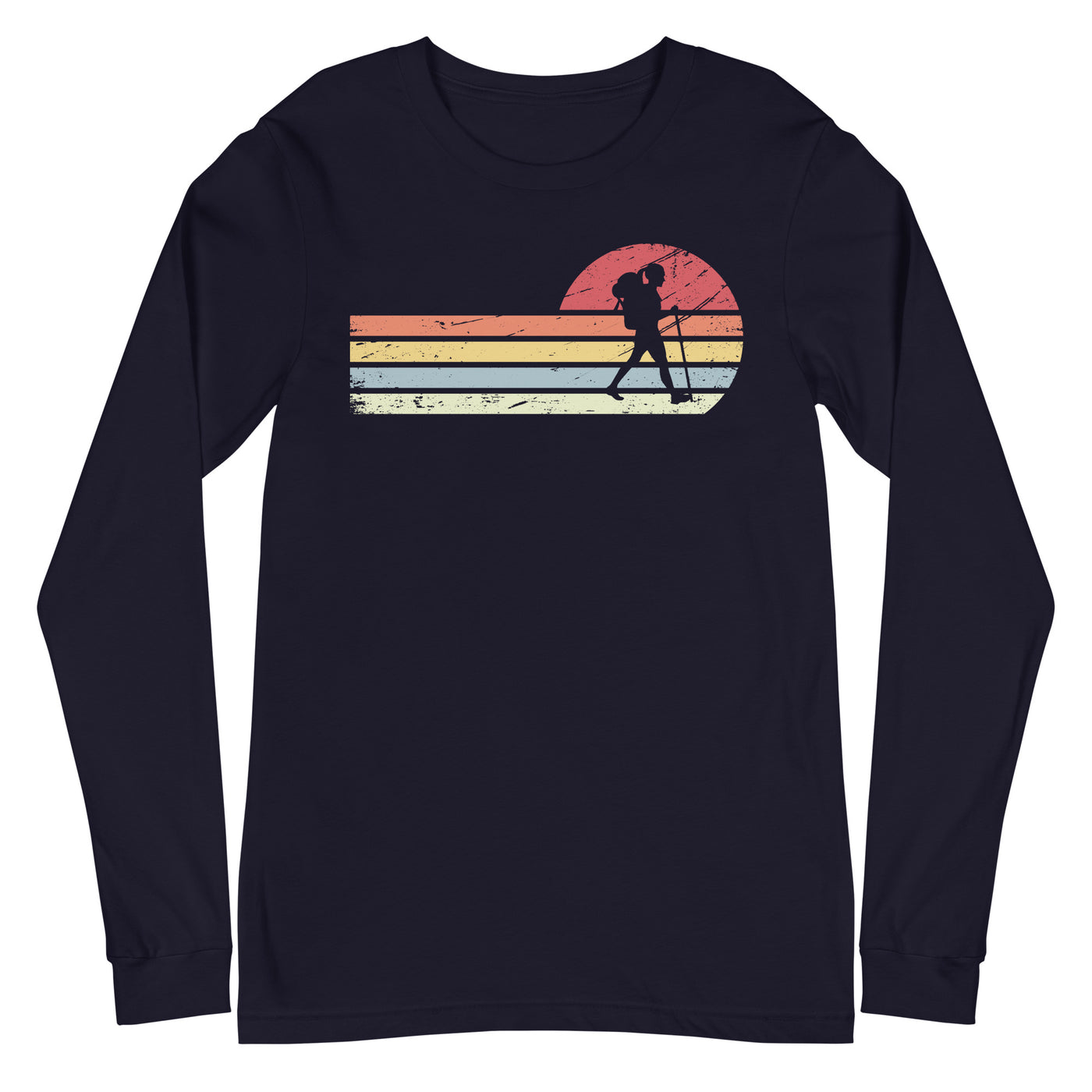 Sonne und Retro Linies - Frau Wandern - Longsleeve (Unisex) wandern xxx yyy zzz Navy