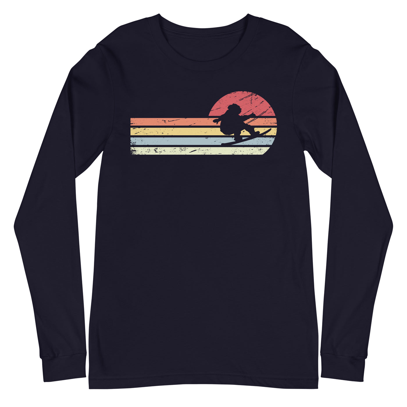 Sonne und Retro Linies - Snowboarding - Longsleeve (Unisex) snowboarden xxx yyy zzz Navy