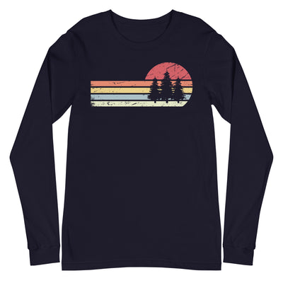 Sonne und Retro Linies - Bäume - Longsleeve (Unisex) camping xxx yyy zzz Navy