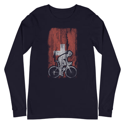 Schweizer Flagge 1 und Radfahren - Longsleeve (Unisex) fahrrad xxx yyy zzz Navy