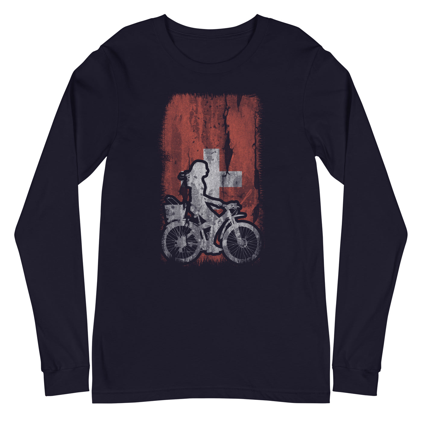 Schweizer Flagge 2 und Radfahren - Longsleeve (Unisex) fahrrad xxx yyy zzz Navy